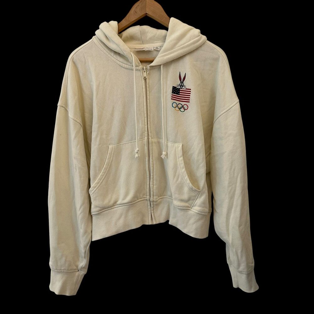 Looney Tunes x TEAM USA Olympics Cream Embroidered Flag Bugs Bunny‎ Hoodie XXL